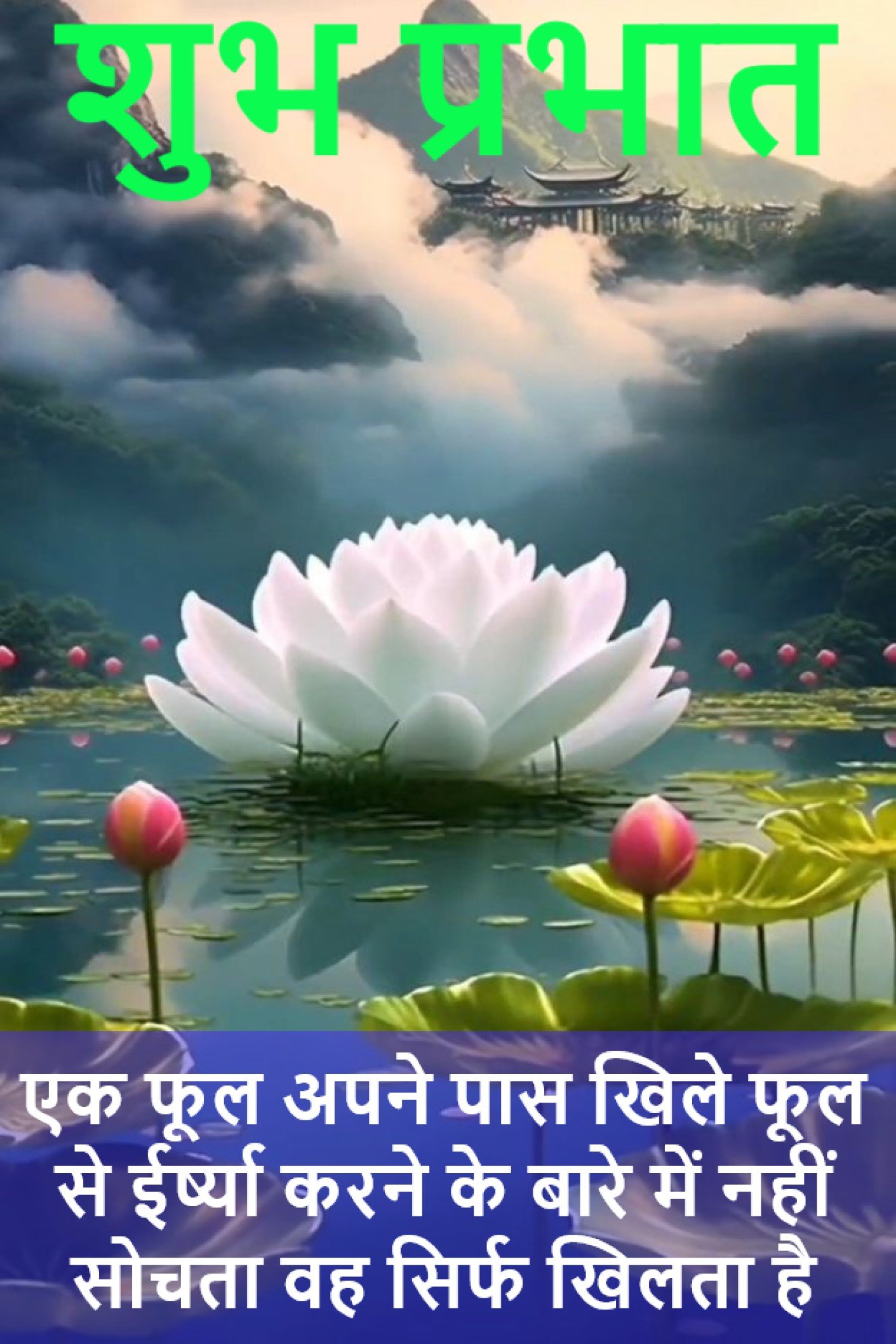 New Style Good Morning High Quality Lotus (Kamal Ka Phool) Flowers Quotes 2024 Images Whatsapp Sentence Logo Free