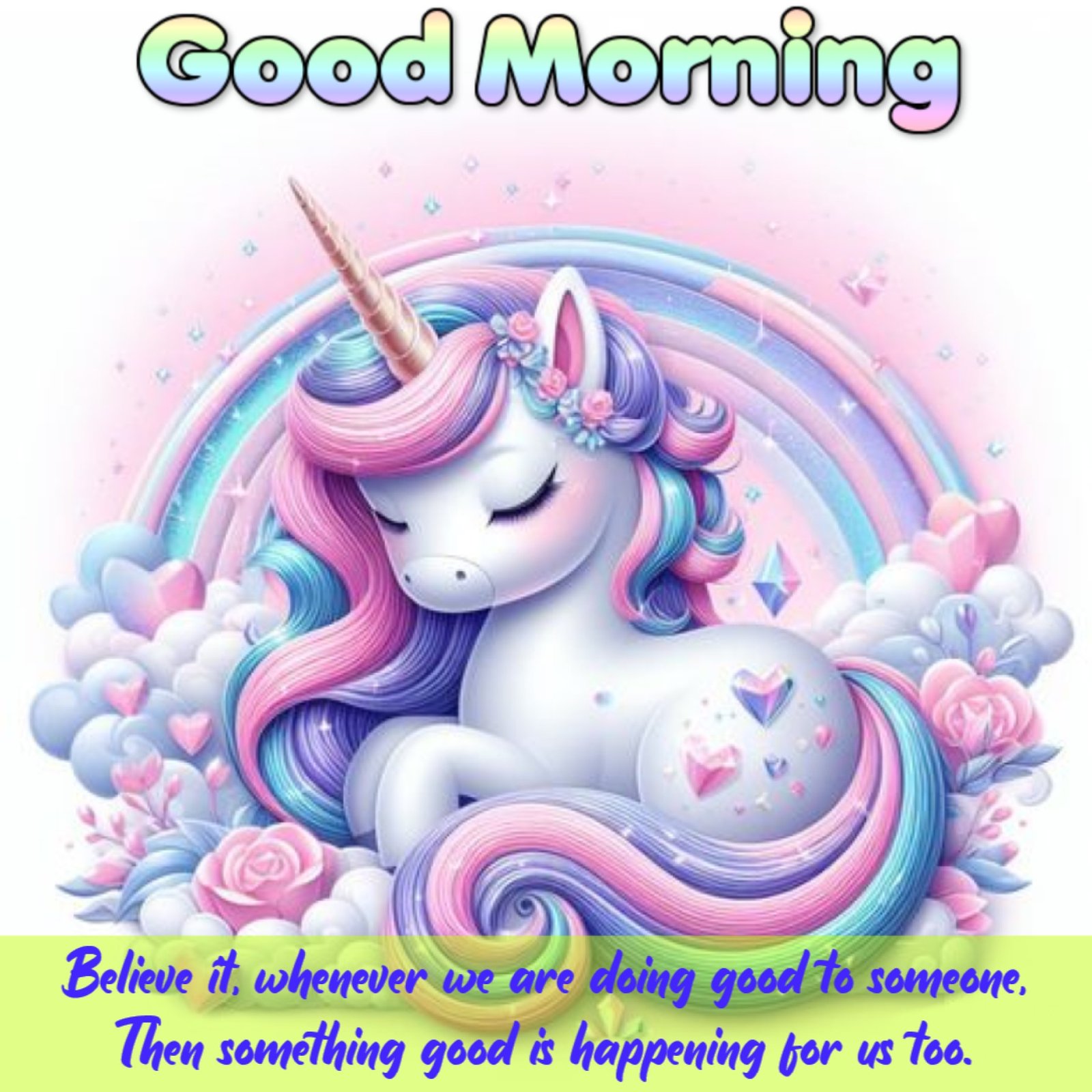 New Style Good Morning High Quality Cute Beautiful Unicorn Cartoon Quotes 2024 Images Whatsapp Different Instagram Status