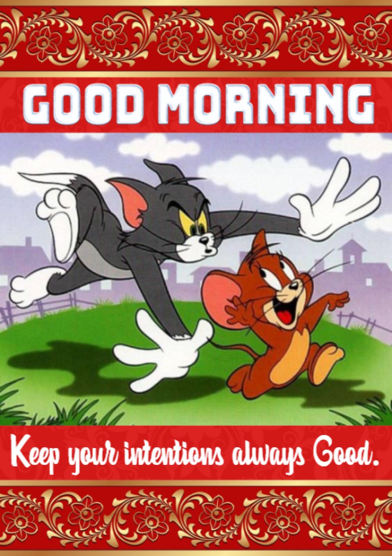 New Style Good Morning High Quality Cute Funny Tom N Jerry (Cat N Rat) Cartoon Quotes 2024 Images Whatsapp Instagram Status Happy