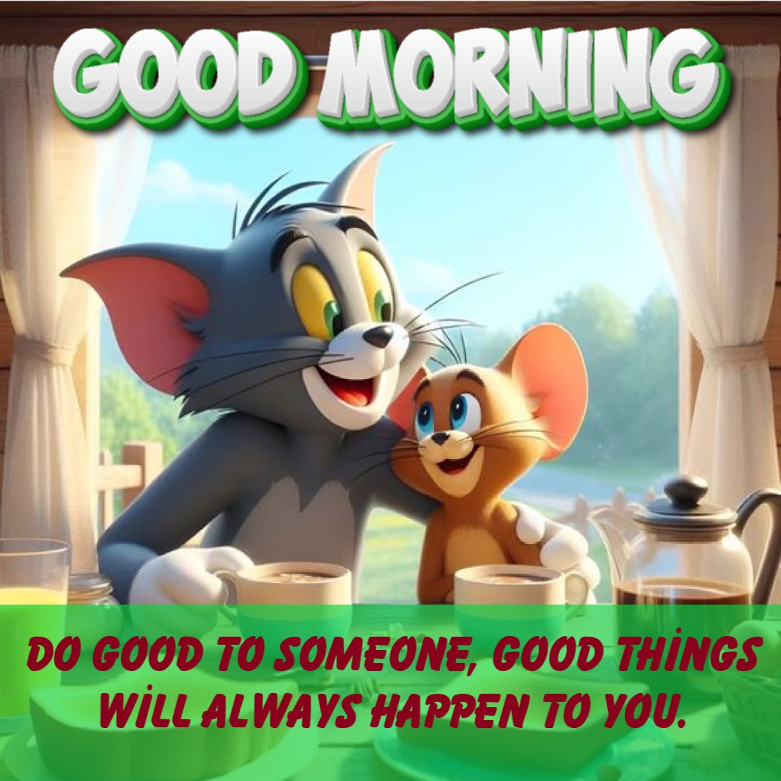 New Style Good Morning High Quality Cute Funny Tom N Jerry (Cat N Rat) Cartoon Quotes 2024 Images Whatsapp Interesting Best