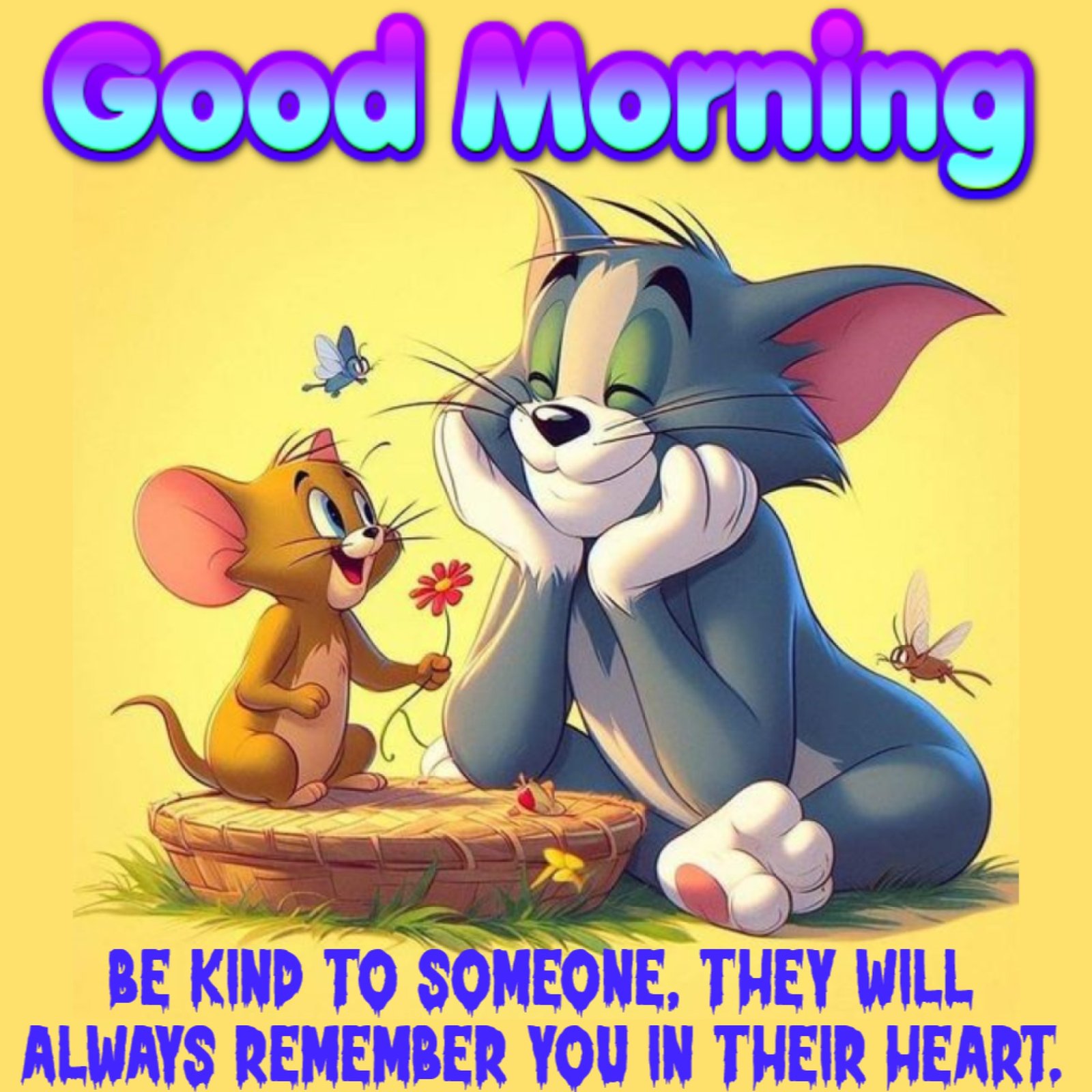 New Style Good Morning High Quality Cute Funny Tom N Jerry (Cat N Rat) Cartoon Quotes 2024 Images Whatsapp Joyful Symbol