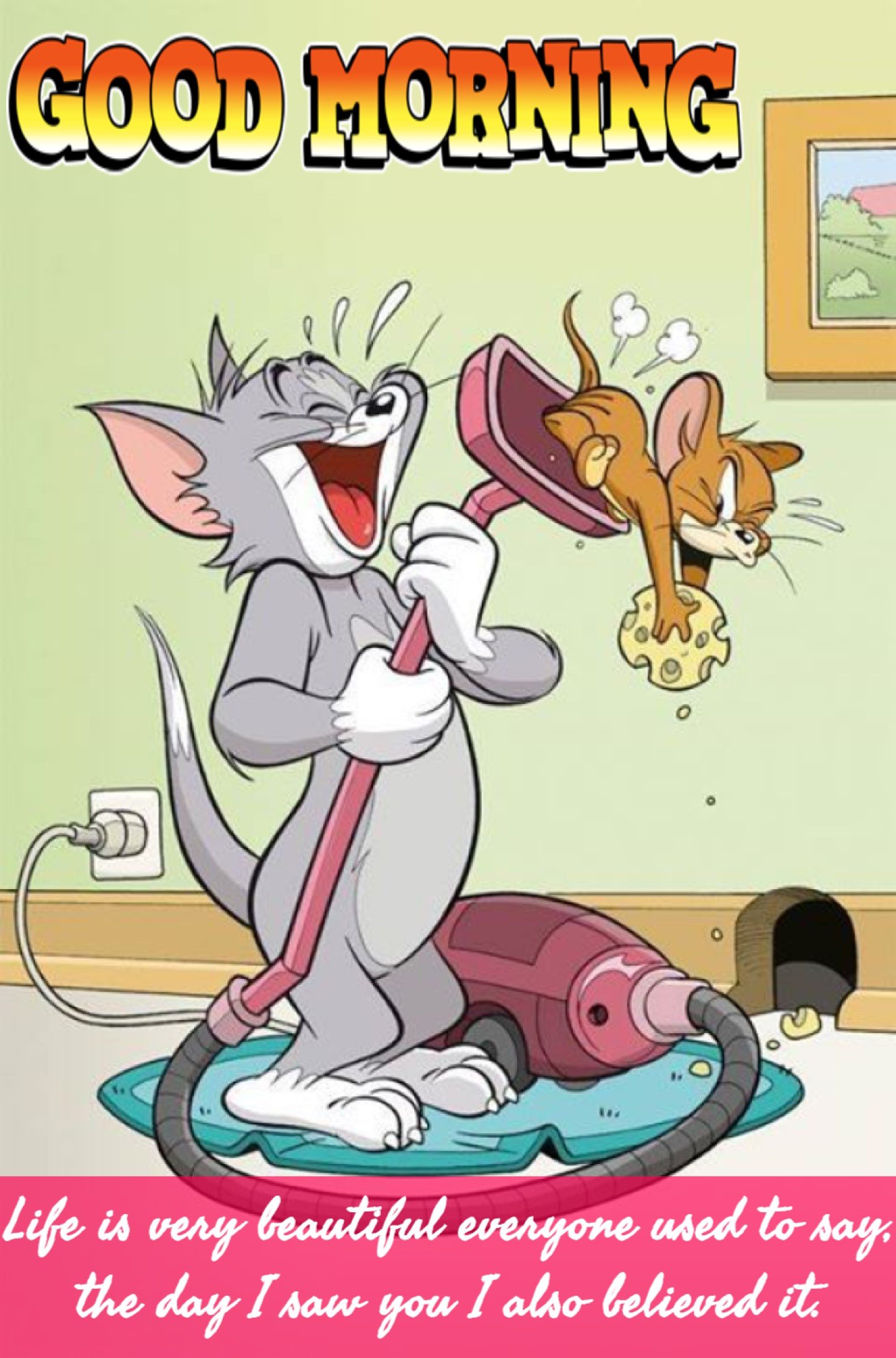 New Style Good Morning High Quality Cute Funny Tom N Jerry (Cat N Rat) Cartoon Quotes 2024 Images Whatsapp Twitter Status Facebook Status