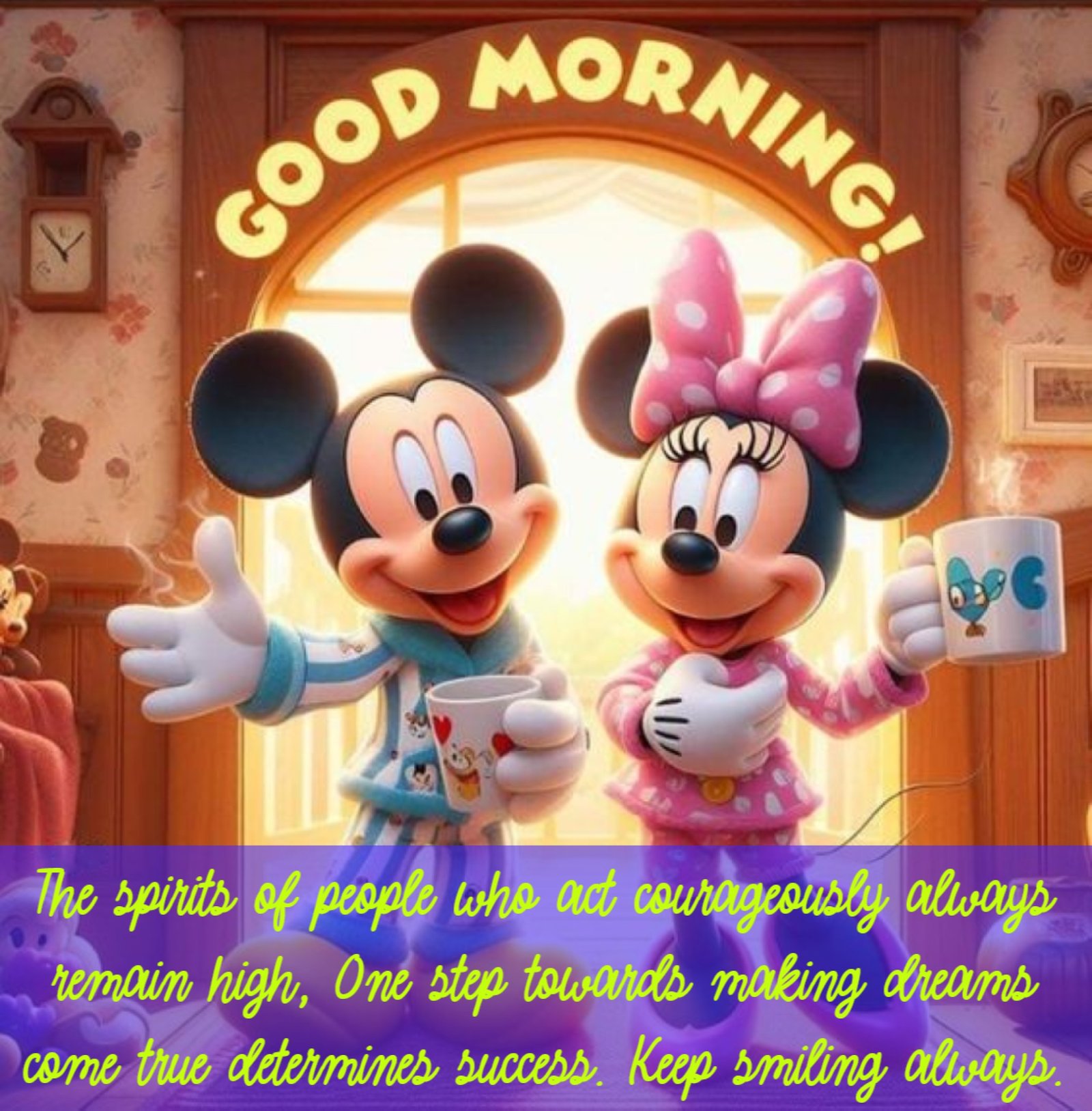 New Style Good Morning High Quality Mickey N Minnie Mouse Cartoon Quotes 2024 Images Whatsapp Without Watermark Lovely
